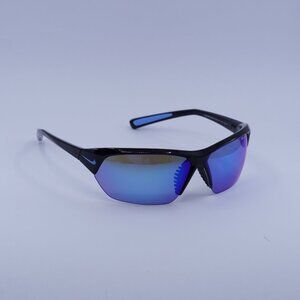 Nike SKYLON ACE M MI DV2163 011 Sunglasses Black Geometric Frame, Blue Lenses